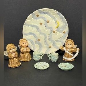 1995 Young’s Vtg Miniature 3 Angel Tea Set